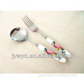 ceramic soup spoon and fork